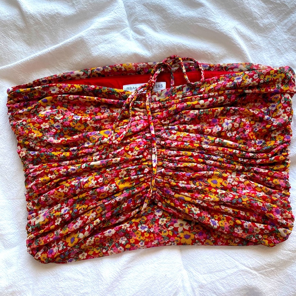 Urban outfitters red floral bandeau top